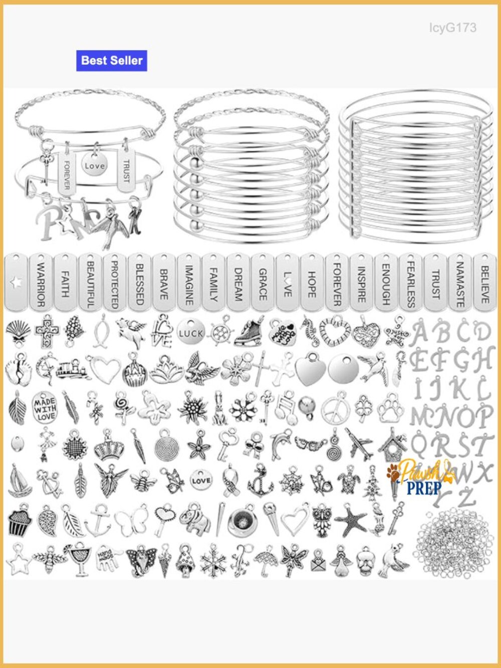 363 Pcs Charm Bracelet Making Kit DIY Bangle Set Silver